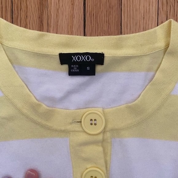 Cropped yellow and white striped cardigan - Picture 3 of 3